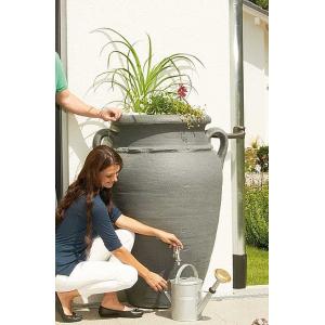 Amphore regenton met plantenbak antraciet 360 liter